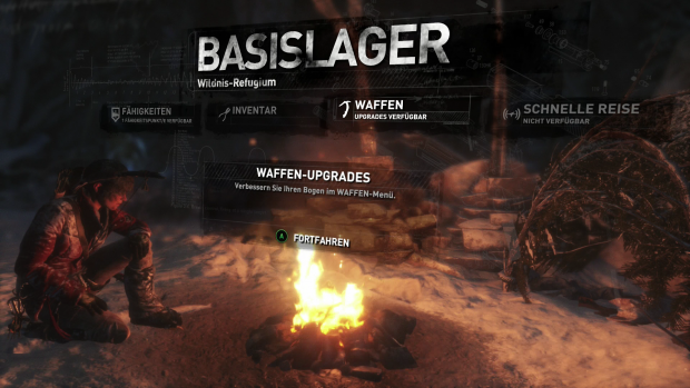 Am Basislager kann Lara sich erholen. (Screenshot: Golem.de)